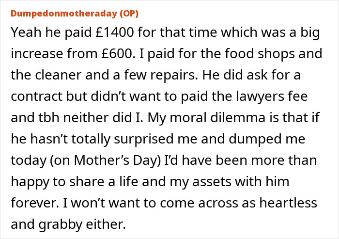 Text discussing a relationship ending in chaos with a financial demand of over $25,000. Text discussing a relationship ending in chaos with a financial demand of over $25,000.