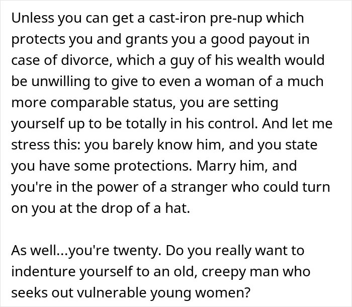 Marriage proposal advice emphasizing caution and protection in relationships with wealthy partners. Marriage proposal advice emphasizing caution and protection in relationships with wealthy partners.
