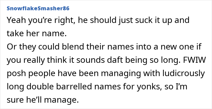 Comment on hyphenated last name choice and possible alternatives in marriage. Comment on hyphenated last name choice and possible alternatives in marriage.