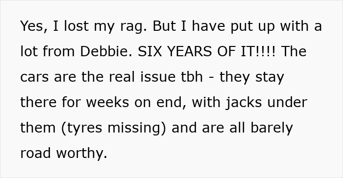 Text about neighbor conflict over dogs, cats, and cars, highlighting frustrations and unresolved issues. Text about neighbor conflict over dogs, cats, and cars, highlighting frustrations and unresolved issues.
