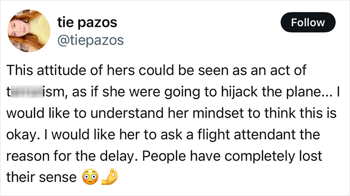Tweet discussing a passenger’s aggressive behavior trying to storm cockpit over flight delay, tackled by crew members. Tweet discussing a passenger’s aggressive behavior trying to storm cockpit over flight delay, tackled by crew members.