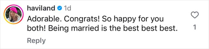 Comment on post celebrating Kristen Stewart and Dylan Meyer's wedding, expressing joy and congratulations. Comment on post celebrating Kristen Stewart and Dylan Meyer's wedding, expressing joy and congratulations.