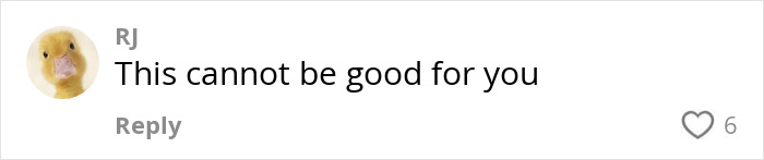 Comment from RJ on "The Crooked Man," stating, "This cannot be good for you," with a heart reaction of six likes. Comment from RJ on "The Crooked Man," stating, "This cannot be good for you," with a heart reaction of six likes.