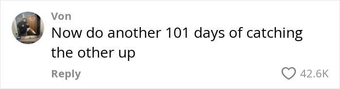 Comment on the Crooked Man's viral workout routine, suggesting 101 days to balance. Comment on the Crooked Man's viral workout routine, suggesting 101 days to balance.
