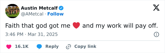 Tweet expressing faith and hope from a 17-year-old, linking to a heartbreaking story. Tweet expressing faith and hope from a 17-year-old, linking to a heartbreaking story.