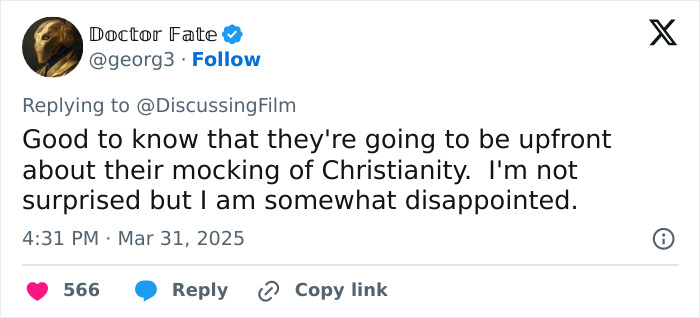 Tweet expressing outrage over 'Narnia' reboot gender swap rumors, highlighting concerns about mocking Christianity. Tweet expressing outrage over 'Narnia' reboot gender swap rumors, highlighting concerns about mocking Christianity.