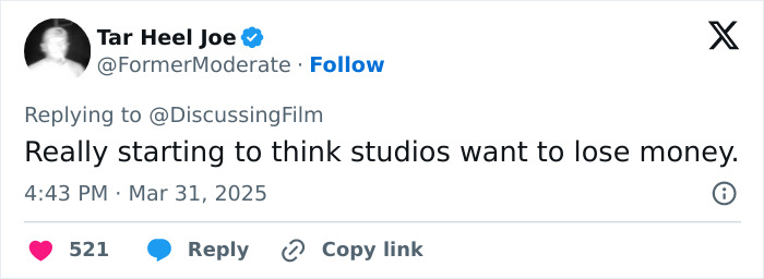 Tweet reacting to gender swap rumors in the Narnia reboot, expressing skepticism about studio decisions. Tweet reacting to gender swap rumors in the Narnia reboot, expressing skepticism about studio decisions.