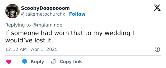 Tweet reacts to Sydney Sweeney's controversial dress choice at a wedding. Tweet reacts to Sydney Sweeney's controversial dress choice at a wedding.