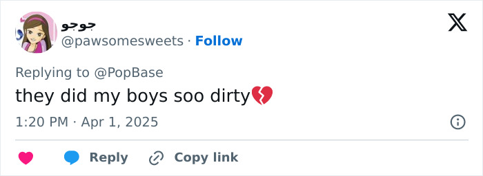 Tweet criticizing Beatles biopic casting, featuring a heartbroken emoji. Tweet criticizing Beatles biopic casting, featuring a heartbroken emoji.