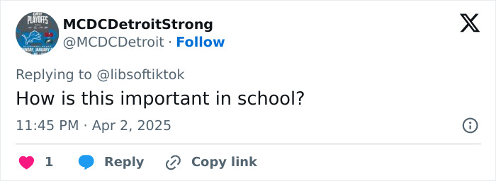 Tweet questioning the importance of explicit survey questions in middle school education. Tweet questioning the importance of explicit survey questions in middle school education.