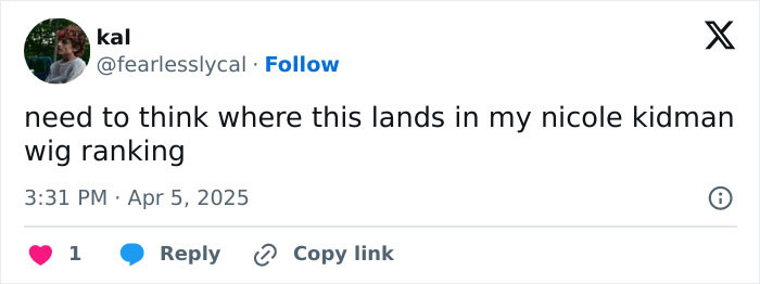 Nicole Kidman wig ranking comment highlights her transformation. Nicole Kidman wig ranking comment highlights her transformation.