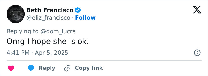 Tweet by Beth Francisco expressing concern, related to pro-life activist attack. Tweet by Beth Francisco expressing concern, related to pro-life activist attack.
