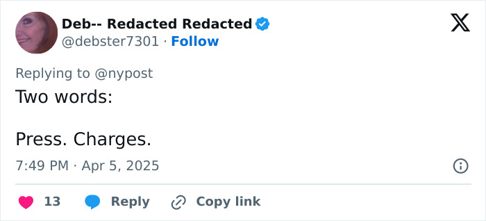 Tweet urging to press charges after attack on pro-life activist. Tweet urging to press charges after attack on pro-life activist.