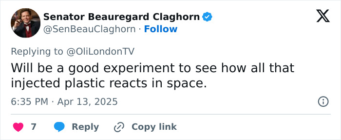 Tweet about filler reaction in space during Lauren Sanchez's mission. Tweet about filler reaction in space during Lauren Sanchez's mission.