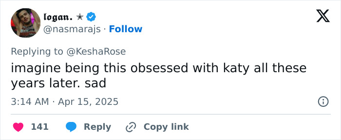 Tweet supporting Katy Perry amidst criticism from Wendy’s and Ke$ha. Tweet supporting Katy Perry amidst criticism from Wendy’s and Ke$ha.