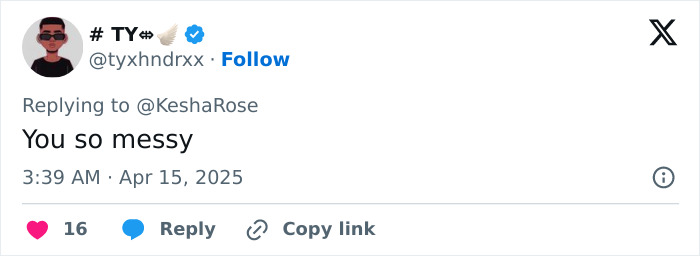 Tweet responding to Kesha's post, supporting Katy Perry. Tweet responding to Kesha's post, supporting Katy Perry.