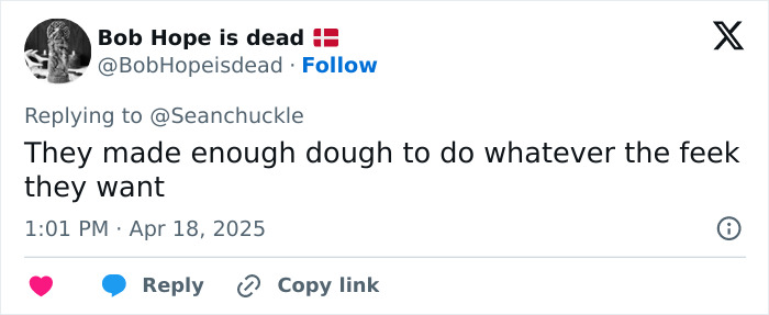 Tweet screenshot discussing freedom, featuring a user named Bob Hope is dead. Tweet screenshot discussing freedom, featuring a user named Bob Hope is dead.