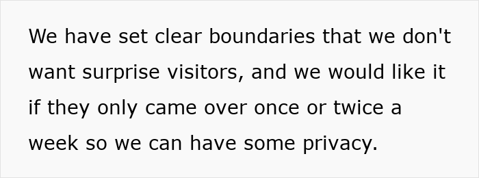 Note about setting boundaries to avoid surprise visits during babies' nap time, emphasizing privacy needs. Note about setting boundaries to avoid surprise visits during babies' nap time, emphasizing privacy needs.