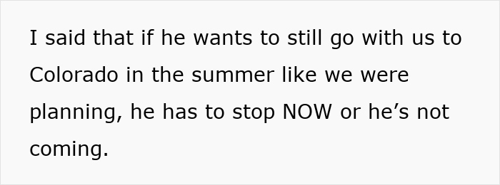 Text warning about stopping behavior to join vacation in Colorado. Text warning about stopping behavior to join vacation in Colorado.