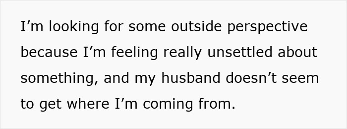 Text discussing an insecure mom feeling unsettled about a situation involving family vacation plans. Text discussing an insecure mom feeling unsettled about a situation involving family vacation plans.