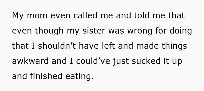 Text message about family dinner conflict over touching food. Text message about family dinner conflict over touching food.