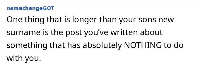 Comment criticizing mom's reaction to son wanting a hyphenated last name. Comment criticizing mom's reaction to son wanting a hyphenated last name.