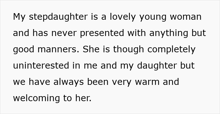 Text excerpt discussing a stepdaughter's good manners and a warm, welcoming stepmom during holiday stepfamily drama. Text excerpt discussing a stepdaughter's good manners and a warm, welcoming stepmom during holiday stepfamily drama.