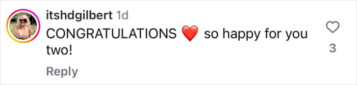 Comment congratulating lovebirds Kristen Stewart and Dylan Meyer on their wedding, featuring a heart emoji. Comment congratulating lovebirds Kristen Stewart and Dylan Meyer on their wedding, featuring a heart emoji.