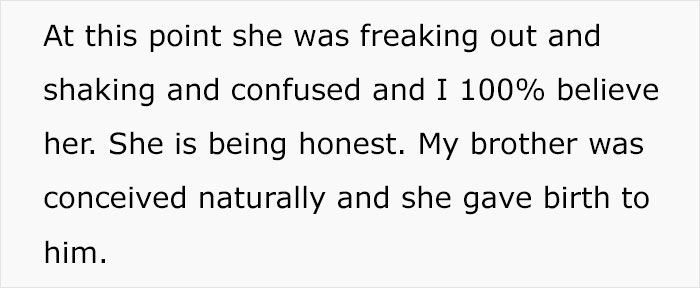 Text expressing a woman's shock and confusion over unexpected family DNA results. Text expressing a woman's shock and confusion over unexpected family DNA results.
