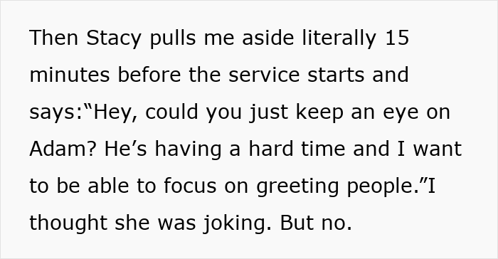 Text image of a stepmom asking a grieving teen to babysit during a funeral. Text image of a stepmom asking a grieving teen to babysit during a funeral.