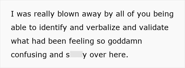 Text expressing feelings of validation and clarity in a challenging situation. Text expressing feelings of validation and clarity in a challenging situation.