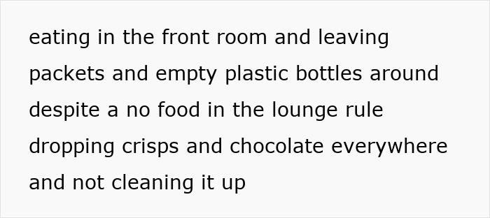 Messy room with trash and food despite no eating rule, related to stepmom breakdown over stepkids. Messy room with trash and food despite no eating rule, related to stepmom breakdown over stepkids.
