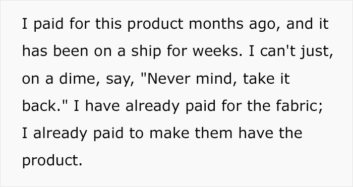 Text from a small business owner in the US expressing concerns about tariffs impacting her company’s operations and expenses. Text from a small business owner in the US expressing concerns about tariffs impacting her company’s operations and expenses.