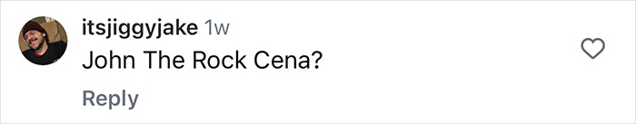 Comment on social media humorously questioning identity using "The Rock" in a playful mix with another name. Comment on social media humorously questioning identity using "The Rock" in a playful mix with another name.