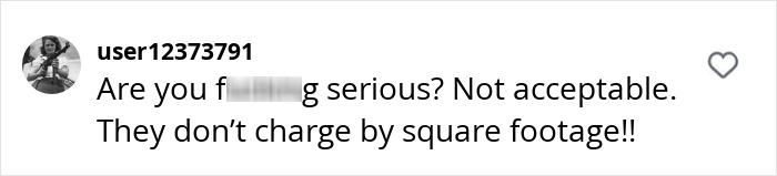 Comment criticizing waxer's pricing policy, expressing outrage over charging based on pubic area size. Comment criticizing waxer's pricing policy, expressing outrage over charging based on pubic area size.
