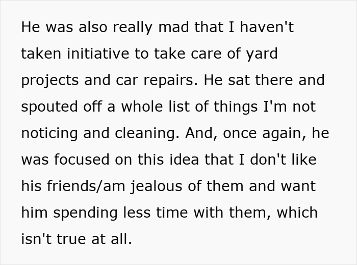 Text image discussing a guy's complaints about not cleaning or socializing with his girlfriend. Text image discussing a guy's complaints about not cleaning or socializing with his girlfriend.