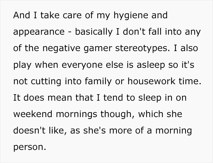 Text discussing video games, stereotypes, and personal hygiene. Text discussing video games, stereotypes, and personal hygiene.