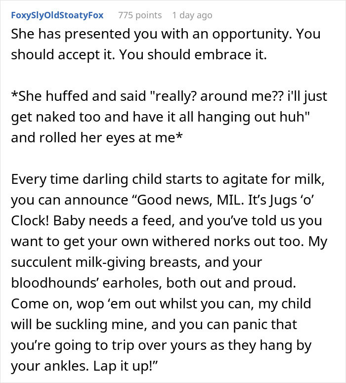 Text exchange discussing breastfeeding in front of MIL after rude comments. Text exchange discussing breastfeeding in front of MIL after rude comments.