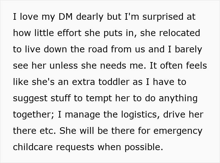 Text discussing modern grandparenting double standards, highlighting a woman's surprising experience with her mother. Text discussing modern grandparenting double standards, highlighting a woman's surprising experience with her mother.