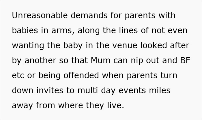 Text discussing unreasonable demands on parents with babies and how new generations impact the joy of weddings. Text discussing unreasonable demands on parents with babies and how new generations impact the joy of weddings.