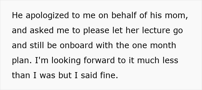 Text conversation about MIL stay expectation, discussing changes from two years to one month. Text conversation about MIL stay expectation, discussing changes from two years to one month.