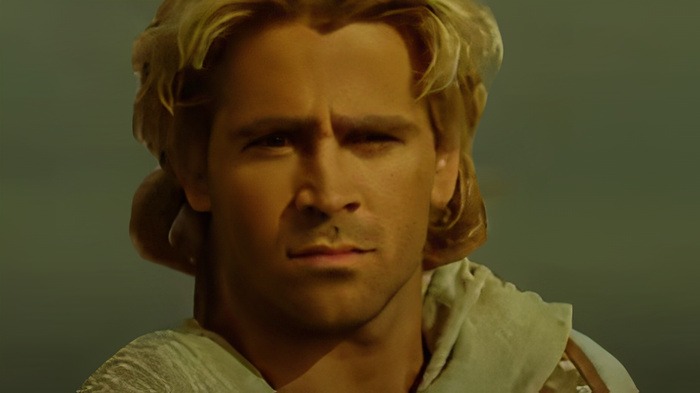 Actor in historical film role against a muted background, highlighting a notable Hollywood casting mistake.