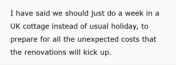 Text discussing mortgage concerns and choice between a UK cottage stay or an expensive holiday. Text discussing mortgage concerns and choice between a UK cottage stay or an expensive holiday.