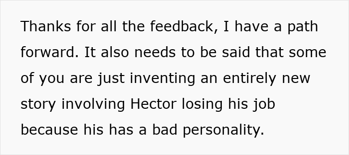 Feedback note addressing a story about vacation ban due to behavior and false narrative around job loss. Feedback note addressing a story about vacation ban due to behavior and false narrative around job loss.