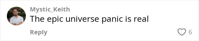 A comment by Mystic_Keith about Disney, receiving six likes. A comment by Mystic_Keith about Disney, receiving six likes.