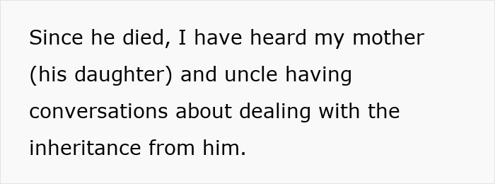 Text about family discussing father's inheritance after his death for moral reasons. Text about family discussing father's inheritance after his death for moral reasons.
