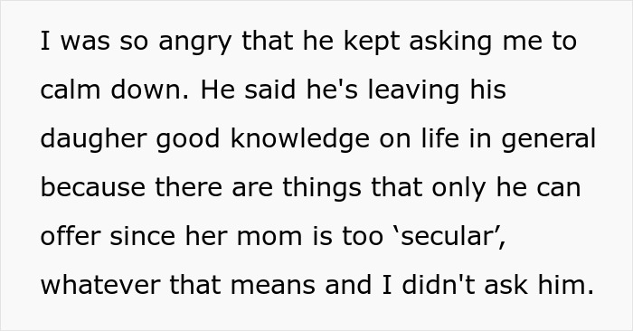 Text excerpt discussing a woman feeling angry about her boyfriend's plans for his daughter to be heiress. Text excerpt discussing a woman feeling angry about her boyfriend's plans for his daughter to be heiress.