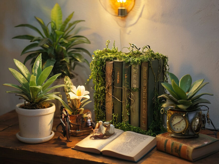 I Create A Literary Jungle: Fake Plants & Books For World Book Day