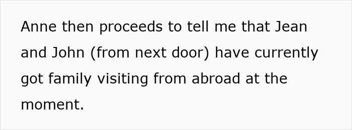 Text image about neighbors' family visiting from abroad. Text image about neighbors' family visiting from abroad.