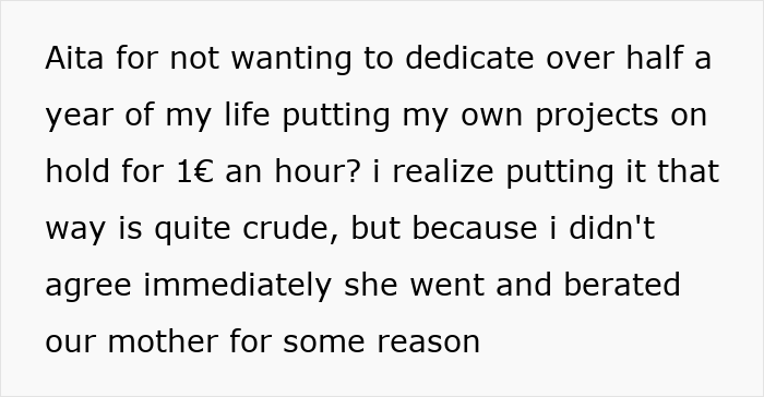 Alt text: Woman refuses unfair low hourly pay to babysit newborn, causing family conflict over childcare compensation. Alt text: Woman refuses unfair low hourly pay to babysit newborn, causing family conflict over childcare compensation.